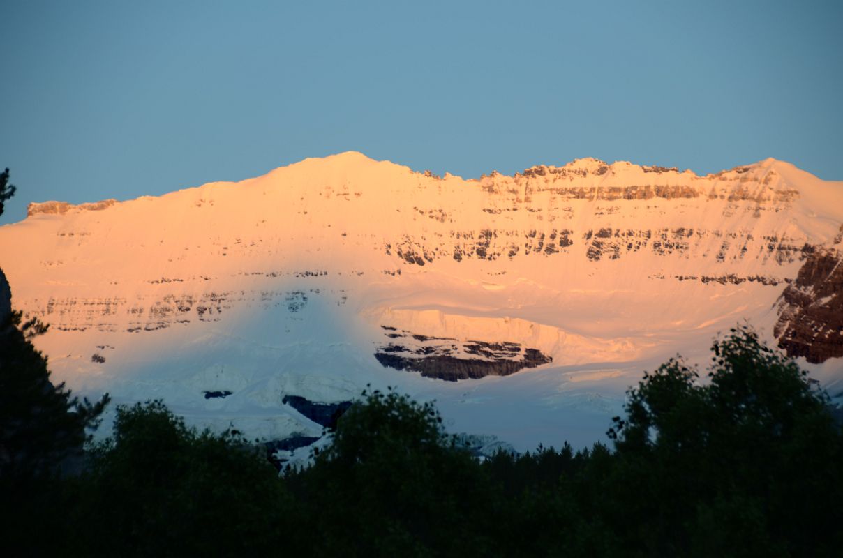 05 First Rays Of Sunrise On Mount Victoria From Lake Louise Village